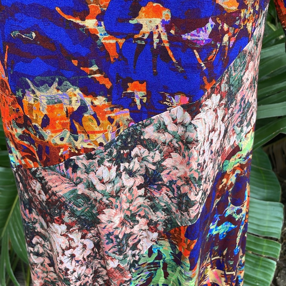 Soft surroundings, dark floral, patchwork knit dr… - image 3